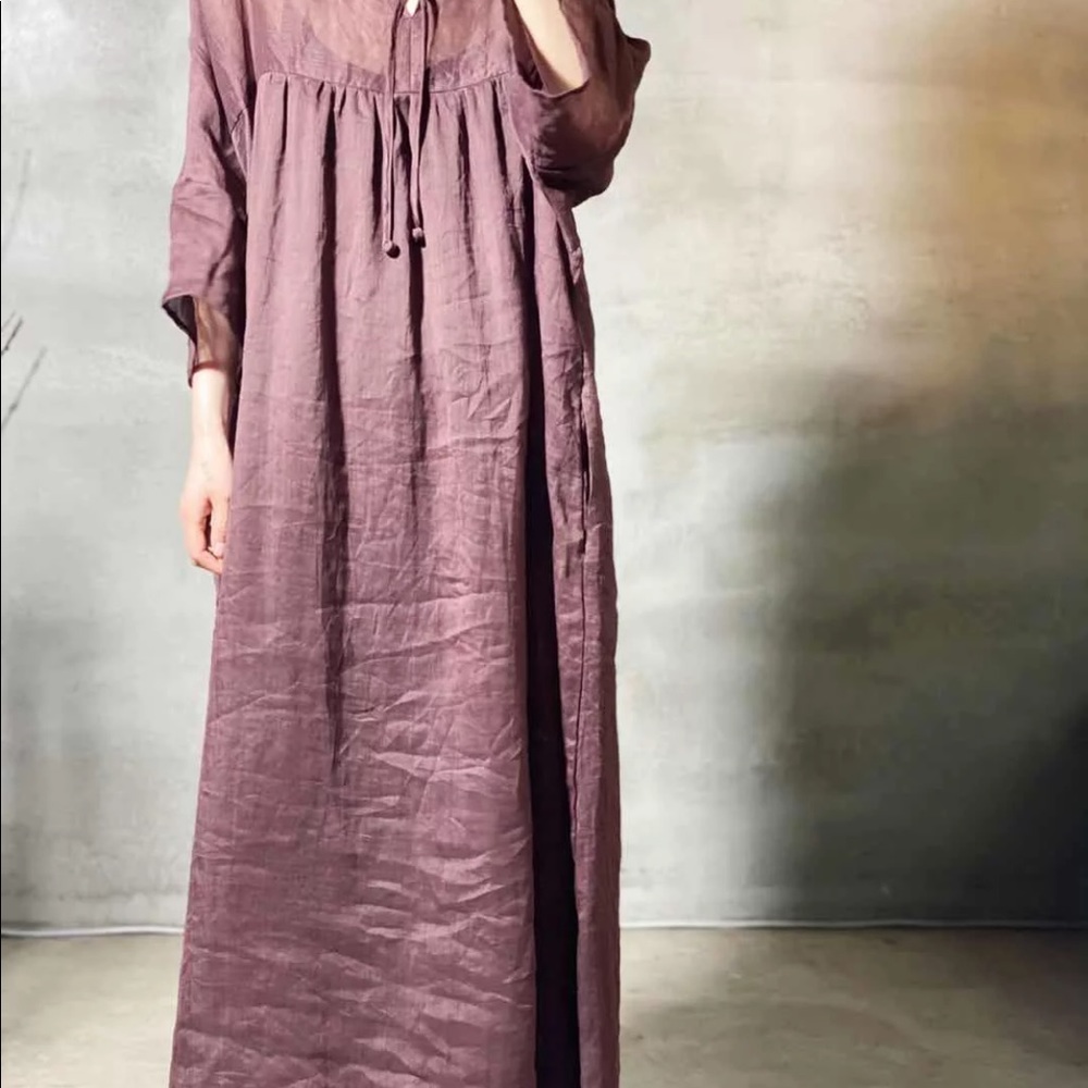 Oversized dress with gathered detail in coffee